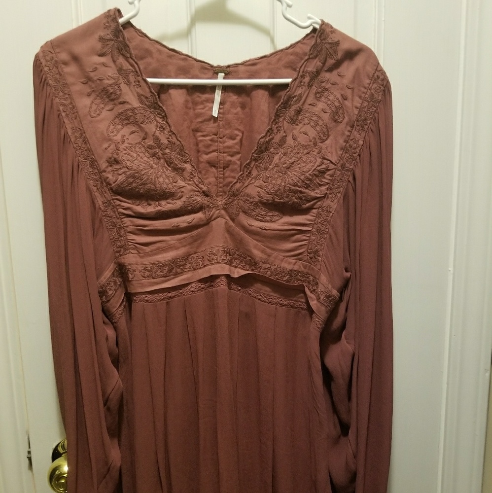 Embroidered Mauve Purple Dusty Pink Free PeopleTop